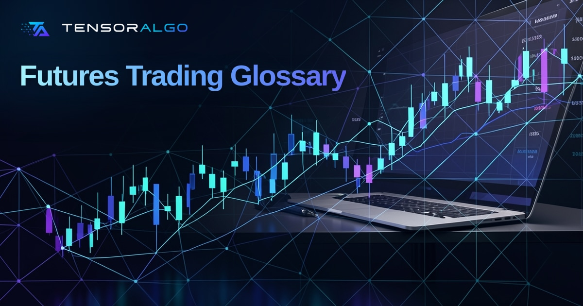 Futures trading reference illustration connecting contracts, ticks, margin, leverage, DOM, open interest, rollover and core risk terminology.